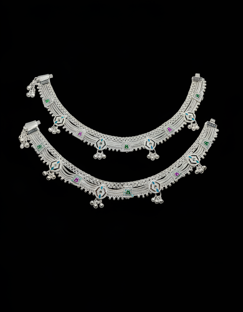 Bridal Multicolour Casting   Designer Anklet